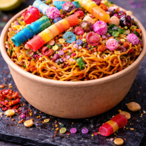 Mì ngọt phủ kẹo sắc màu
